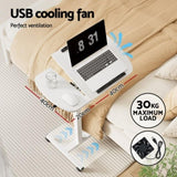 Artiss Laptop Desk Table Fan Cooling White 60CM LA-DESK-GEN-L2-WH