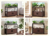 Artiss 20 Gallon Fish Tank Stand 3-Tier Aquarium Stand with Storage Cabinet and Open Shelf Walnut MET-FTS-26140-WN
