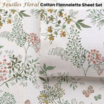 Accessorize Cotton Flannelette Sheet Set 40cm Wall Feuilles Floral Print King V442-HIN-SHEETS-FLANNELFEUILLES-MULTI-KI