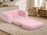 BoPeep Kids Sofa Fold Out Couch 2 In 1 Plush Toddler Lounger for Playroom Pink KD1201-PK-AU