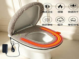 USB-Powered Heated Toilet Seat Cover Set with Soft Plush Fabric, Adjustable Temperature & Timer, V1341-ZY-MHRZXXBW-BLUE