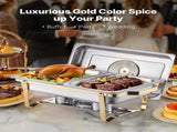 Chafing Dish Buffet Set, 4 Qt 2 Pack, Stainless Steel Chafer with 4 Half Size Pans, Rectangle V952-ZFXBXGBLSTGKPIZUVV0