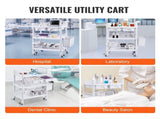 3 Tiers Lab Carts, Lab Utility Cart with 3 Trays & 4 Silent Wheels, Mobile Medical Cart with PP V952-SYSTCECKFBS4PGK0XV0