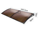 Instahut Window Door Awning Canopy 1mx2m Brown Sheet Black Plastic Frame AWN-PC6MO-1X2-BR