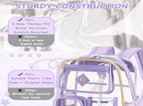 Heavy Duty Clear Transparent Backpack with Purple - Large Capacity PVC Bookbag for School, Stadium, V888-ELOSUNG18417