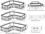 4 Pack Corner Caddy,Stainless Steel Shelf with Hooks,No Drilling Adhesive Corner V1369-AZ3-W-22308