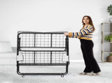 Rollaway Bed, 96.5 cm x 190 cm Folding Bed with 10 cm Mattress, Twin Size Foldable Bed with Sturdy V952-ZDC38YC4INCHYORRBV0
