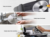 Devanti Meat Slicer Bread Vegetable, 200W Power 0-15mm Adjustable Easy Clean Stable Stainless Steel FS-190-20A-BK