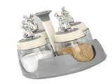Rotating Spice Rack Salt Shaker with Lid Glass Flavoring Bottle for Kitchen Restaurant Home Gray V1294-YM0703-3118230114313