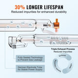 Laser Tube, 50W CO2 Laser Tube for Laser Engraver and Cutter Machine, 850 mm Length, 50 mm Diameter, V952-CO2JGG50W00025GL9V9