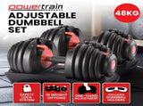 Powertrain 48kg Adjustable Dumbbells 15-in-1 Home Gym Weights Red DMB-BF1-024-2
