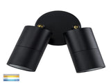Tivah 2 x 5W 240V GU10 LED Tri Colour Double Adjustable Wall Pillar Light, Black V1202-V1-HVLHV1327GU10T