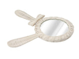 Decorative Mirror White Rabbit Shaped Retro HD Rattan Mirror for Bathroom Bedroom V1294-YM0703-3115230038711