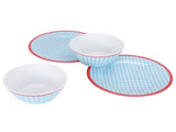 4Pcs/Set Salad Bowl Dish Light Blue Grid Pattern Imitation Porcelain Snack Plate Tableware V1294-YM0718-3118200282711