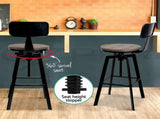Artiss 3x Bar Stool Swivel Industrial Counter Barstools 63-79cm Seat Height Adjustable Metal Legs BA-TW-V17-098BACK-BKX3