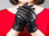 Women Leather Gloves Winter Warm Real Lambskin Fleece Lined Driving Gloves V1188-ZC-DLL-276