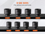 Axle Nut Impact Socket Set, 1/2" Drive Deep 6-Point 8-Piece SAE Spindle Nut Socket Set, CR-MO Heat V952-ZLMTTCZLM126S59KUV0