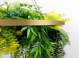 Gold Framed Roof Hanging Disc With Tropical Foliage and Draping Ferns 60cm UV Resistant V637-DP80104