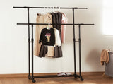 Double-rod Adjustable Clothes Rack with Pulley-Back V1161-972836