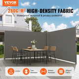 Retractable Side Awning, 180X600cm Aluminum Outdoor Privacy Screen, 280g Polyester Water-proof V952-ZYPF180X600CMGY01V0