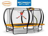 Kahuna 6 ft x 9 ft Rectangular Outdoor Trampoline with Basketball Set - Orange TRA-FJP-RCT-69V-BB