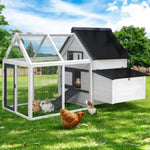 i.Pet Chicken Coop Rabbit Hutch 166cm x 120cm x 112cm Large House Run Cage XL Bunny Wooden PET-CH-310026-WH-AB