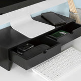 Black Monitor Stand Desk Organizer with 2 Drawers V178-84522