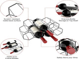 Small Freestanding Rack for Countertop - Honeycomb Metal Rack Stand for 9 Bottles, Black, V1237-ZY-203-0015