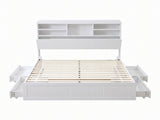 Artiss King Single Bed Frame with Storage, 4 Drawers, USB and Night Light White WBED-F-TAMBUR-KS-WH-ABC