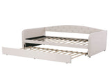 Artiss King Single Daybed Velvet Trundle Bed Frame Tufted Guest Bed BFRAME-G-BELLA-KS-WH-ABC