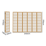 Levede 6 Panel Room Divider 170cm Freestanding Screen RD3003-6-NT