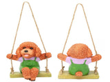 Swing Animal Hanging Teddy Dog Cartoon Garden Decoration Pendant Style Resin Statue CraftsBrown V1294-YM0901-3111210157611