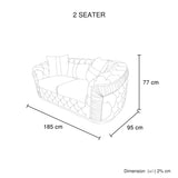 2 Seater Sofa Beige Velvet Fabric Solid Wood construction Gold Stainless Steel Trim V43-SOF-DUK2SBG