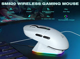 SOLAKAKA SM820 Wireless Gaming Mouse with RGB Charging Dock,24000 DPI Tri-Modes Wireless Mousewhite V1300-SM820-WHITE