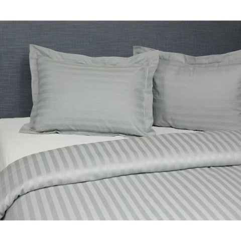 Jason Silver Satin Stripe Tailored Quilt Cover Set Queen V442-WAM-QUILTCS-STRIPELTAILORED-SILVER-QS