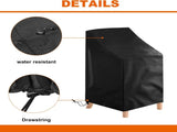 2 Pack Waterproof Outdoor Furniture Covers for Garden Cushions Stacking Chairs Black V1258-DP02-BOL-558
