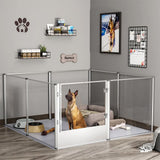 81cm Highest Acrylic Dog Whelping Pen Box Safe Aluminum Frame Pet Playpen w/ Mat V767-XPETSYL-13S-V1