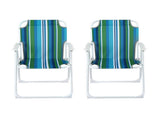 Gardeon Outdoor Chairs Folding Camping Chair Steel Portable Patio Furniture ODF-BEACH-FC39-BL-2X