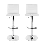 Artiss 2x Bar Stools Padded Leather Gas Lift White BA-TW-NEWT710N-WH-X2