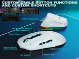 SOLAKAKA SM820 Wireless Gaming Mouse with RGB Charging Dock,24000 DPI Tri-Modes Wireless Mousewhite V1300-SM820-WHITE