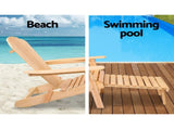 Gardeon 2PC Adirondack Outdoor Chairs Wooden Sun Lounge Patio Furniture Garden Natural FF-BEACH-CHOTTO-NTL-2X