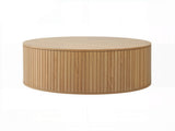 Artiss Round Coffee Table Storage Fluted Center Table Living Room Office 80cm Wood FUR-U-COF-11-WD