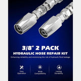 2pcs Hydraulic Hose Repair Kit, Reusable, 2-Wire Reusable Hydraulic Repair Fitting 3/8Inch V1370-AZ4-07568