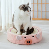 Pink Pig Cat Scratcher Bed - Cute Animal Design Sisal Pad for Scratching & Resting 40*40*10cm V888-ELOSUNG10420