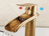 Waterfall Bathroom Faucet Single Handle Mixer Tap Hot and Cold for Bathroom Sink Washbasin, Low V1237-ZY-917-114