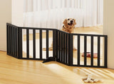 i.Pet Dog Gate Playpen Enclosure 4 Panels Pet Door Fence Wooden Play Pen Stair PET-GATE-WD-185X60-BK