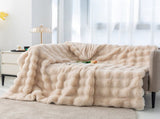 Apricot 130*160cm Plush Toscana Rabbit Hair Throw Blanket - Soft Flannel Fleece for All Seasons, V888-ELOSUNG18065