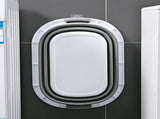 40L Collapsible Laundry Basket Washing Clothes w/Handles Bin Foldable - Grey/White V563-75195
