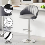 Artiss 2x Bar Stools Kitchen Swivel Gas Lift Counter Chair Shell Leather Grey BA-K-256-GYX2