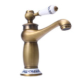 Vintage Antique Brass Faucet with and Porcelain, Long Neck Mixer Tap for Bathroom/Kitchen, Cold and V1366-AZ2-W-09757